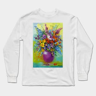 A bouquet of sunny flowers in a vase Long Sleeve T-Shirt